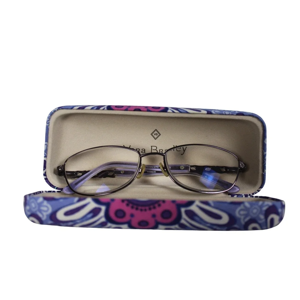 Vera Bradley Maya Titanium Eyeglass Frames Lilac Tapestry 56-17-140 with Case